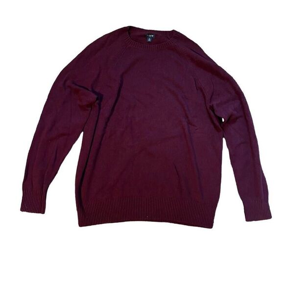 j. Crew Sweater Men's Extra Large Maroon Red Wool Crewneck Long Sleeve NEW - Picture 1 of 5